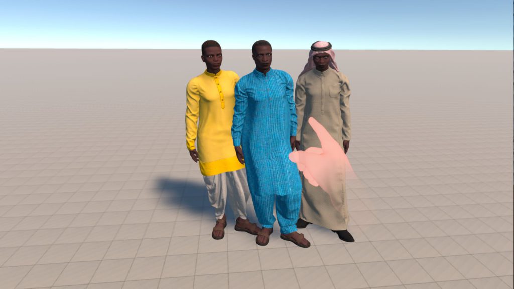 virtual reality environment for testing social categorization in VR social psychology